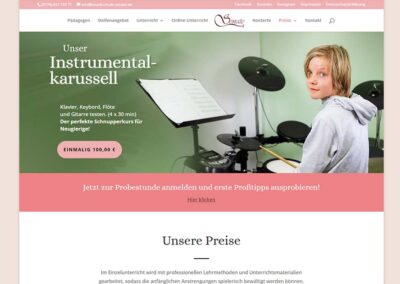 Internetpräsentation Musikschule Sonate