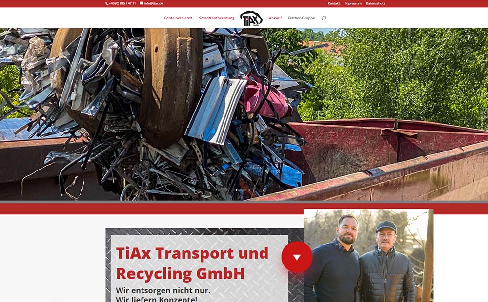 Internetseite TiAx GmbH